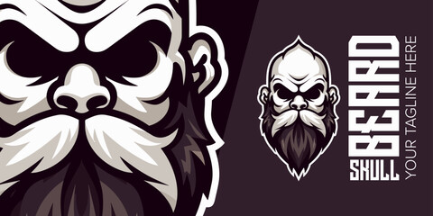 Emblematic Zombie Skull: Mascot Vector Logo Design with Beard for Sport, Esport Team, Badge, Emblem, and T-shirt Printing