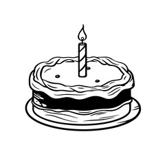 Birthday Cake illustration, drawing, engraving, ink, line art, vector