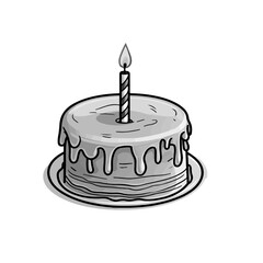 Birthday Cake illustration, drawing, engraving, ink, line art, vector
