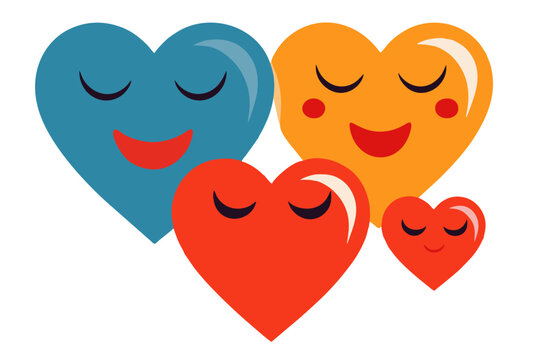 Hearts as a symbol of the human soul of love. A conceptual image of a loving family. Vector illustration