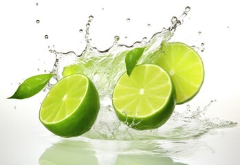 Fototapeta na wymiar Lime splash , fresh lime juice, isolated on white background