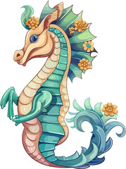 Cartoon Seahorse Illustration 