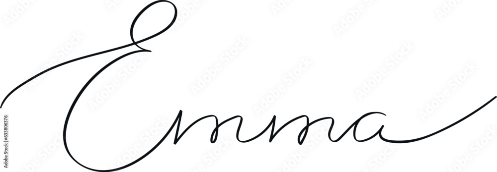 Fototapete female name emma. girl’s name handwritten lettering calligraphy typescript isolated on white backgro