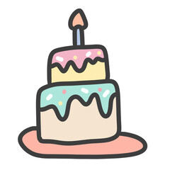 Doodle birthday cake with candles