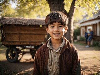 A boy smiling in a farm