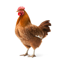 Chicken hen isolated on white  livestock farming 