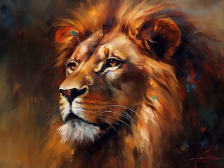 Lion illustration paintings of unique wall art generative ai