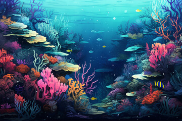 Obraz na płótnie Canvas fish and coral reefs