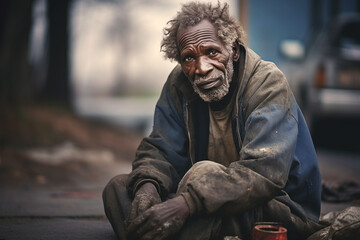 In the unforgiving streets, a ragged, filthy elderly man battles homelessness. He bears the weight of a life marked by hardship and neglect. (AR 3:2)