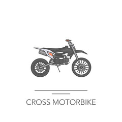 Cross motorbike icon. Outline colorful icon of motorbike on white. Vector illustration