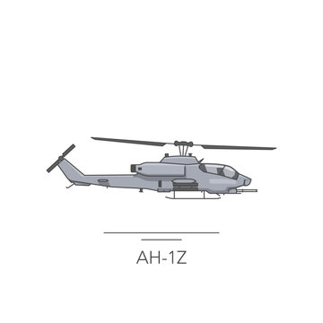 AH-1Z icon. Outline colorful icon of helicopter on white. Vector illustration