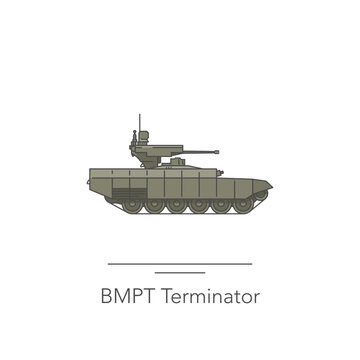 BMPT Terminator icon. Outline colorful icon of armored vehicle on white. Vector illustration