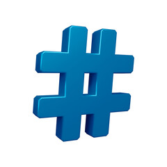 3D hashtag symbol or icon design in blue color