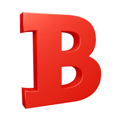 3D alphabet letter b in red color for education and text concept