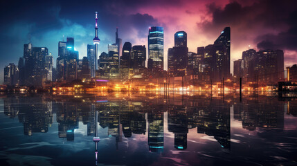 Obraz premium city skyline at sunset