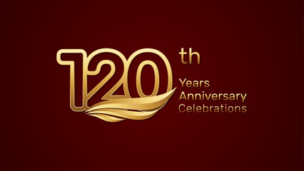 120th anniversary logo design with double line number style and golden wings, vector template