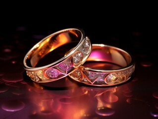 Two beautiful wedding rings generative ai