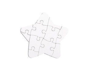 Star puzzle isolated on white. Connected joint jigsaw