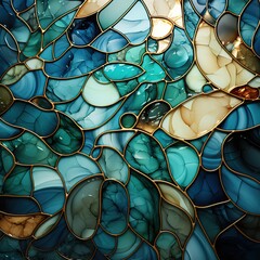 Fototapeta premium Ornament, abstract, in ocean colors ,tile, minimalist