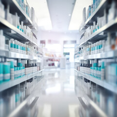 medicine cabinet and store medicine and pharmacy drugstore for Blurry background