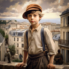 Montmartre's Spirited Child: A Generative Tribute to Francisque Poulbot - obrazy, fototapety, plakaty