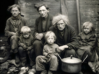 Resilience Amidst Desolation - a destitute family during the 1930s Great Depression era - generative ai