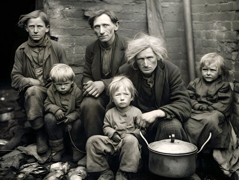 Resilience Amidst Desolation - a destitute family during the 1930s Great Depression era - generative ai