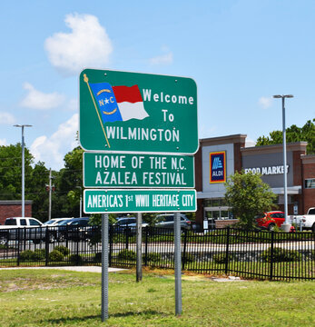 Welcome To Wilmington Sign, North Carolina, USA