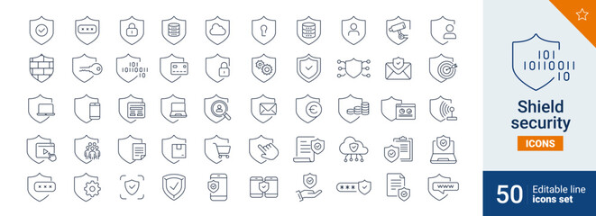 Shield icons Pixel perfect. Security, firewall, key, ....
