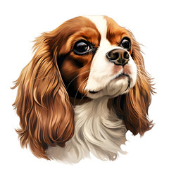 Naklejka premium Cavalier King Charles Spaniel 005 - Watercolour Style, Semi-Realistic, Transparent Background. 