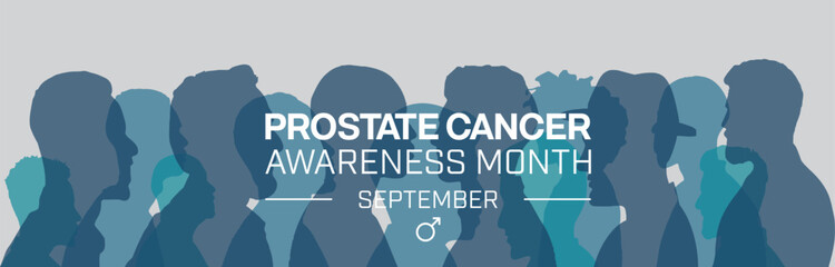 Prostate Cancer Awareness Month banner design with group silhouette of men. Vector illustration