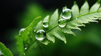  a green leaf with water droplets on it's leaves.  generative ai