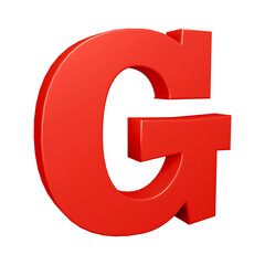 3D alphabet letter g in red color for education and text concept