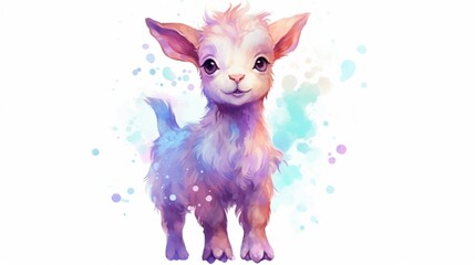 a small cute cartoon stained baby goat with cute white.Generative AI