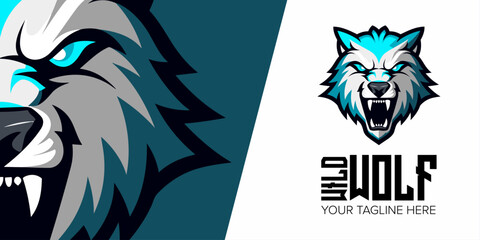 Esport Team Wolf Logo: Angry Minimalist Mascot Vector Design with Modern Illustration Concept for Sport, Badge, Emblem, and T-shirt Printing © Giu Studios