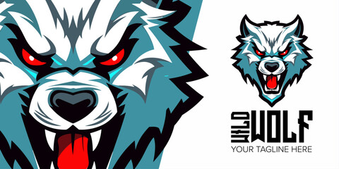 Dynamic Wolf Badge: Angry Minimalist Mascot Vector Logo Design with Modern Illustration Concept for Sport, Esport Team, Emblem, and T-shirt Printing © Giu Studios