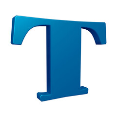 3D alphabet letter t in blue color for education and text concept