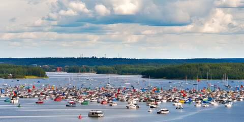 Obraz premium Cars on the road - Generative AI