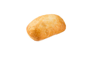 Crispy bread roll isolated against white background