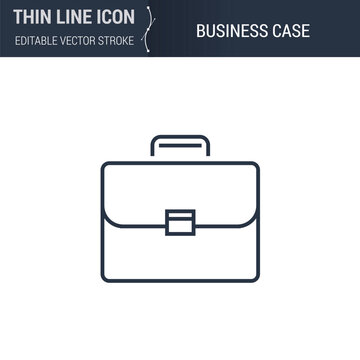 Business Case Icon - Thin Line Business Symbol. Ideal for Web Design. Quality Outline Vector Concept. Premium Mono Linear Logo