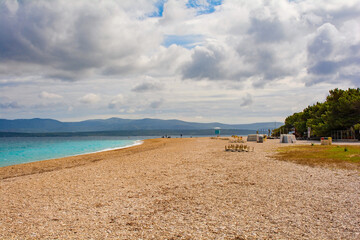 Zlatni Rat beach at Bol on Brac Island in Croatia in spring