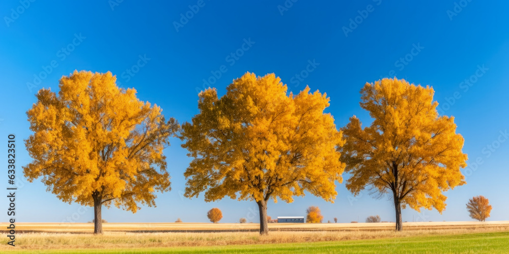 Sticker Group of tree in autumn winter landscape - Generative AI