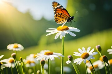 butterfly on daisy   generated by AI tool