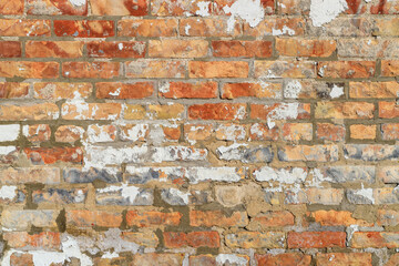 rough brick pattern background with chipping white paint