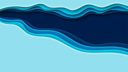 Fototapeta na wymiar Vector Design Embodies the Tranquil Waves of the Sea, where Blue Hues Embrace the Flowing Essence of Water. Waves of Artistic Illustrations Create a Captivating Pattern