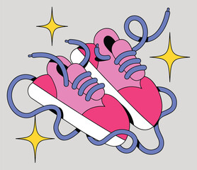 Modern sneakers doodle style vector illustration