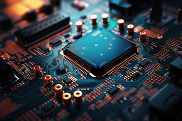 Fototapeta na wymiar A close-up of a circuit board - Technology and electronics - AI Generated