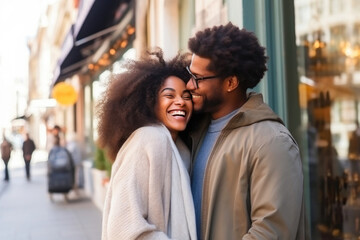 Fototapeta premium African American Couple Hugging Happily