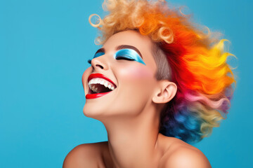 Obraz na płótnie Canvas Colorful Makeup Close-Up of a Smiling Model