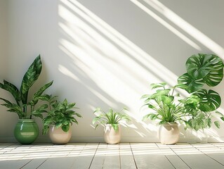 Monstera deliciosa plant, flower, plant in a minimalist room 
